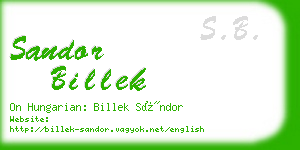 sandor billek business card